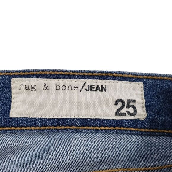 Rag & Bone The Skinny Jean 25 Women Medium Blue Wash Whiskering Faded Made USA - Picture 6 of 11